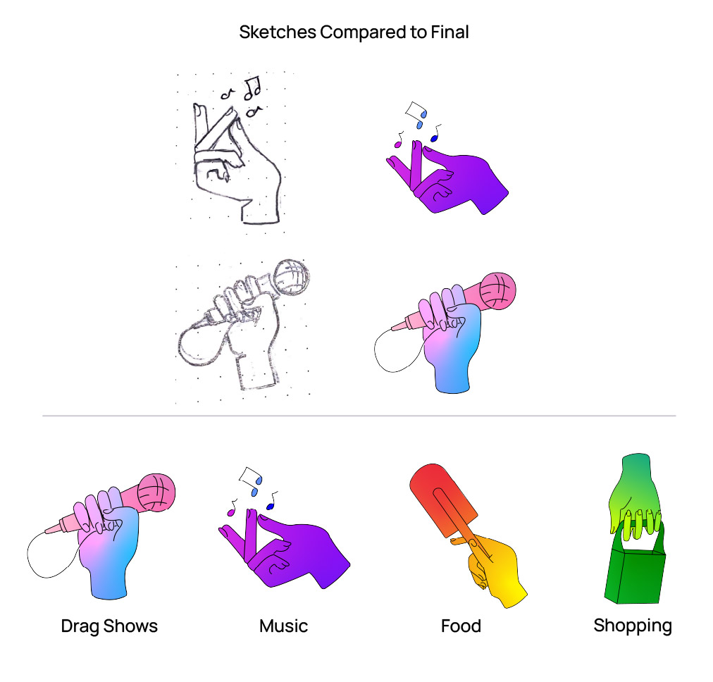 Icon sketches and final designs