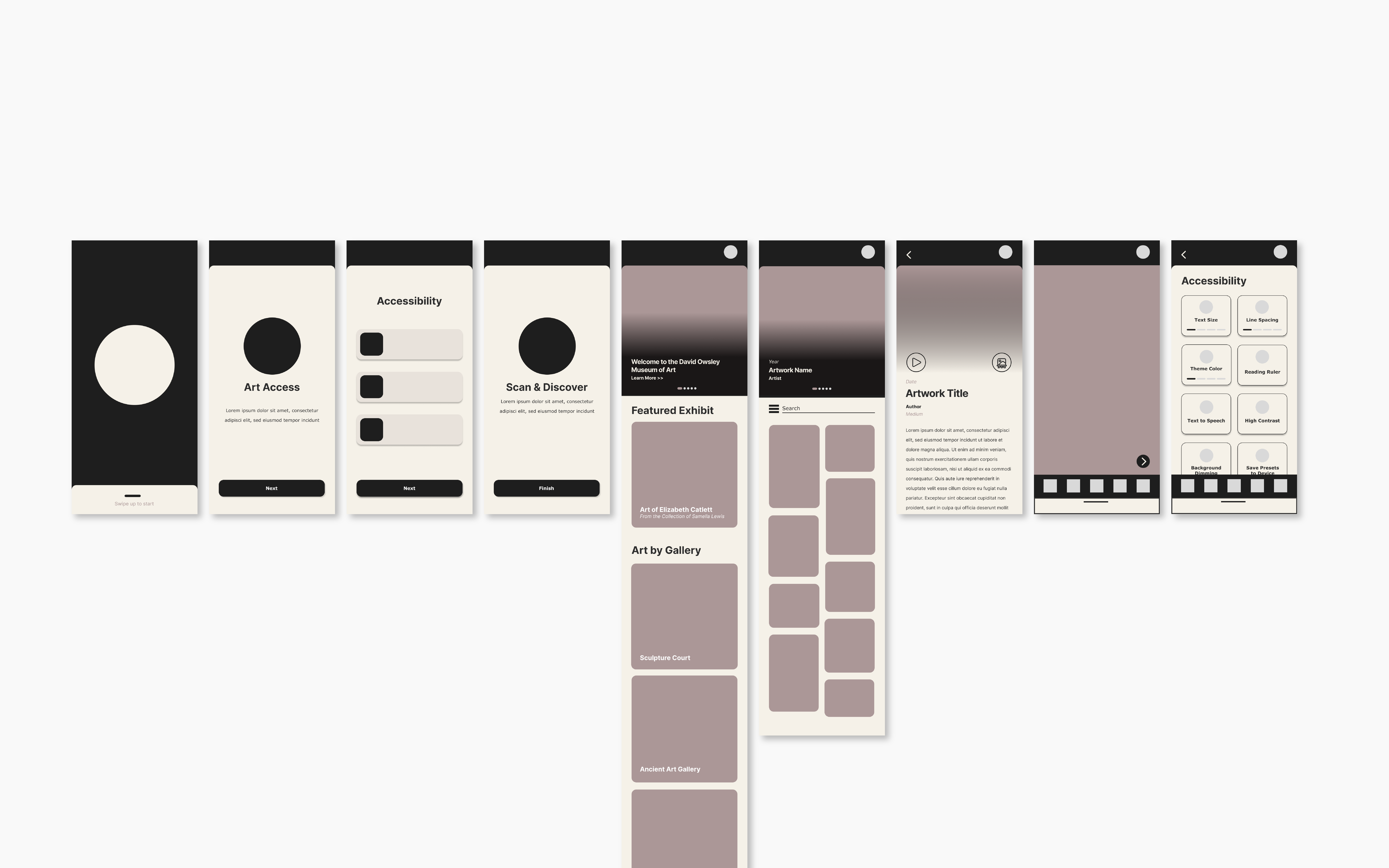 Art Access Wireframes